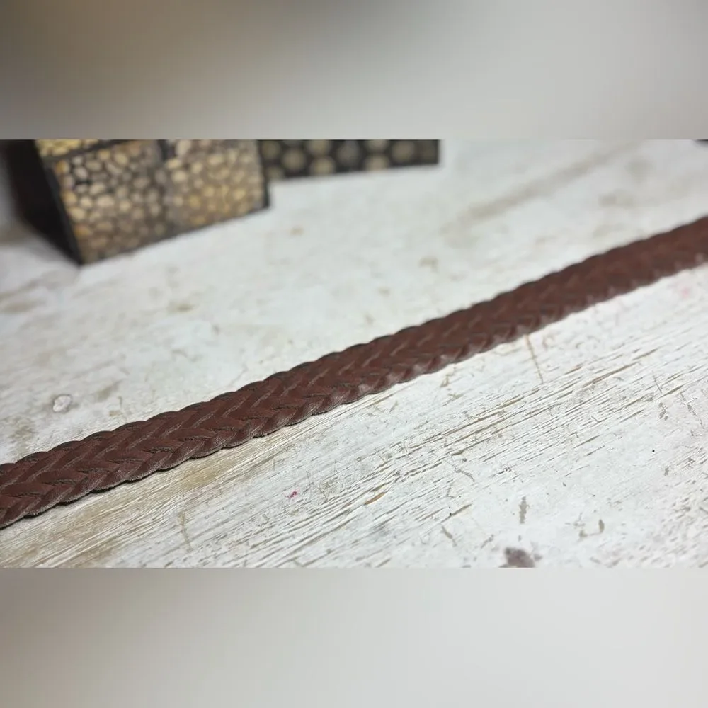 ⚡️💵🧨🎲 41” Brown Genuine Leather Woven Belt Size 32